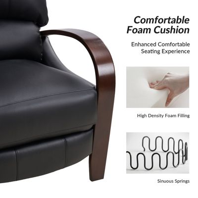 Alex Mid Century Modern Genuine Leather Manual Recliner