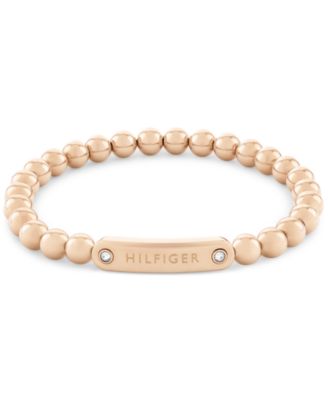 Beaded Stainless Steel Logo Stretch Bracelet