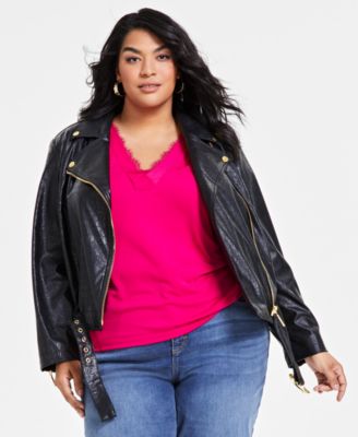 Macy's inc faux leather jacket best sale