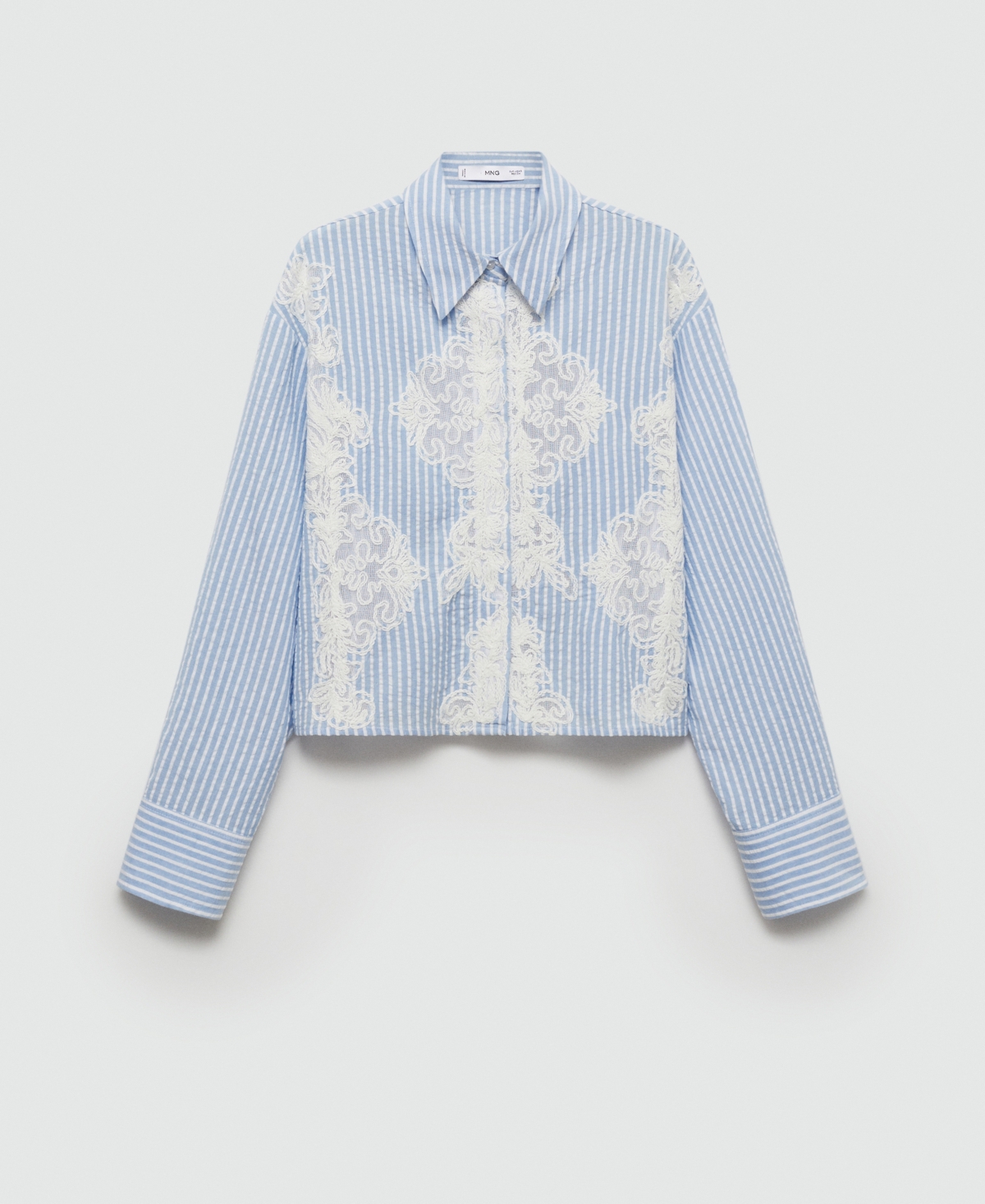 Mango Women's Embroidery Striped Shirt