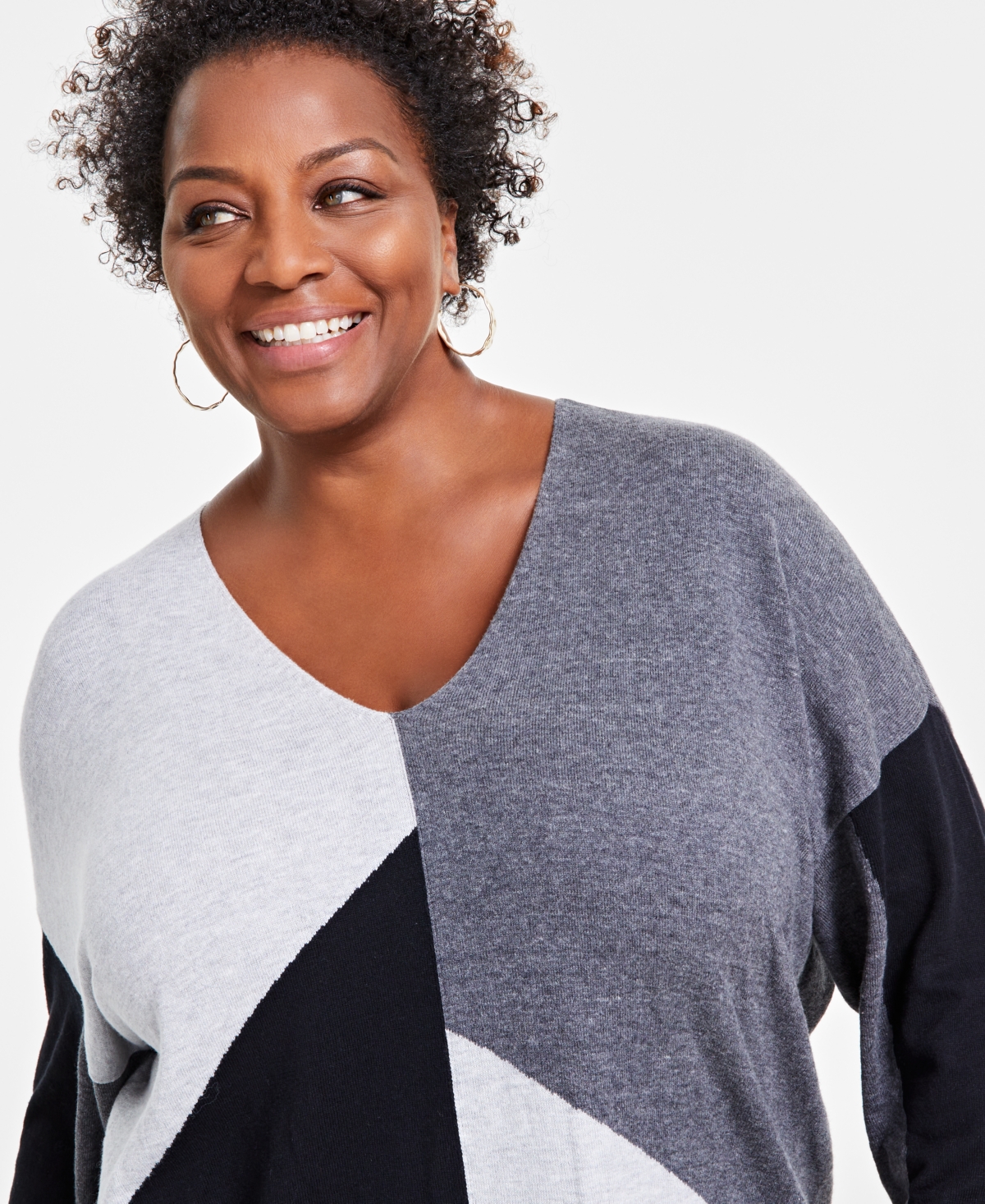 I.n.c. International Concepts Plus Size Colorblocked Sweater, Created for Macy's