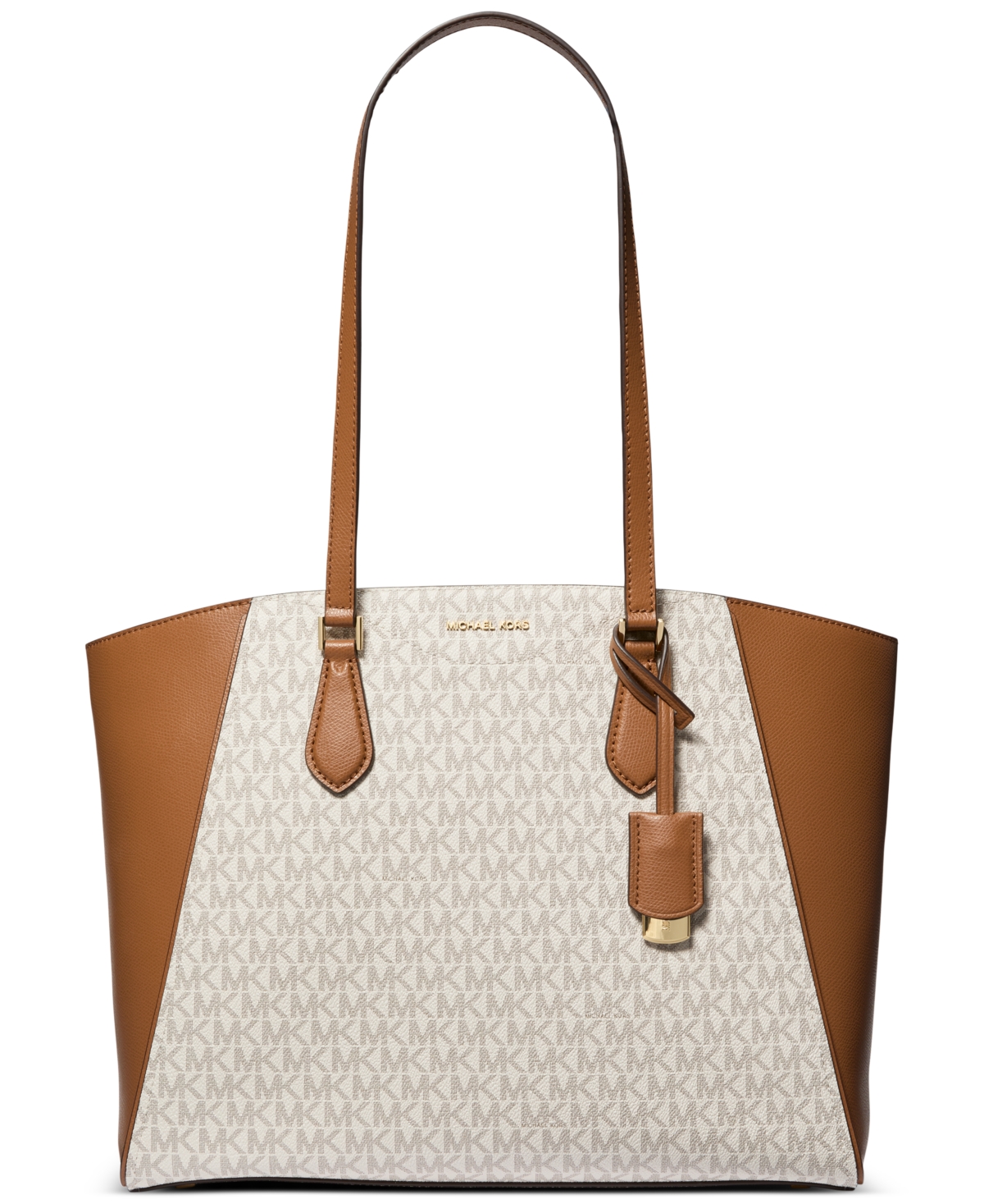 Michael Kors Taryn Large Signature Logo And Leather Tote Bag In Vanilla,ac