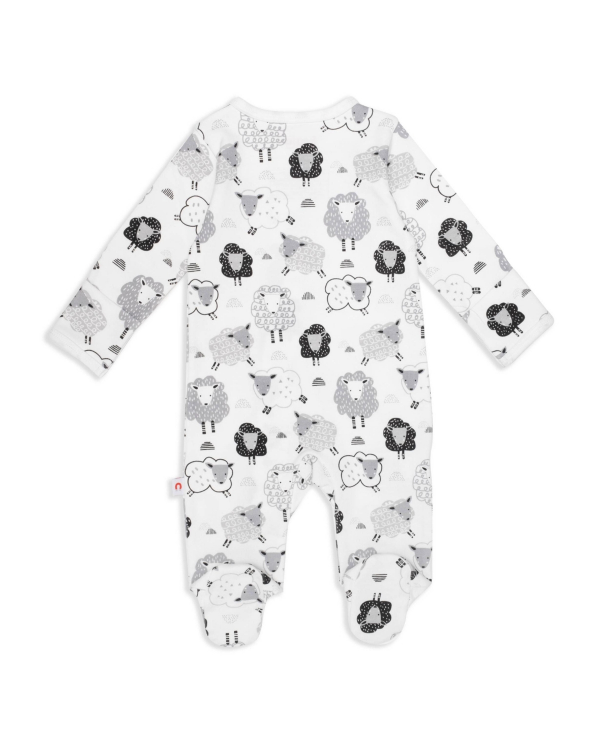 Easy = Magnetic Close Baby Boys and Baby Girls Sheep Print Footed Coverall