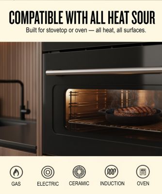 Nori Enameled Cast Iron Grill Pan 11" - Nonstick, Oven Safe and Made without PFAS, PFOA & PTFE - Induction and All Stovetop Compatible