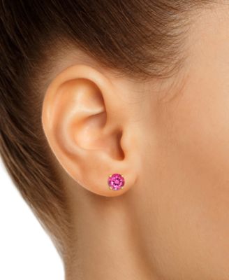 Pink Topaz Solitaire Four Prong Stud Earrings (1-1/5 ct. t.w.) in 14k Gold (Also in Turquoise)