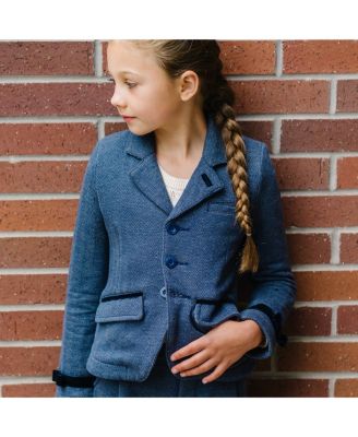 Big Girls Dressy Knit Jacquard Riding Blazer