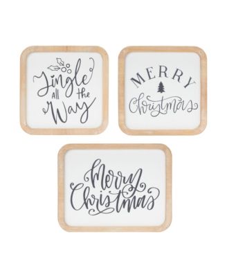 Christmas Holiday Sentiment Plaque Set of 12 Festive Seasonal Plaques