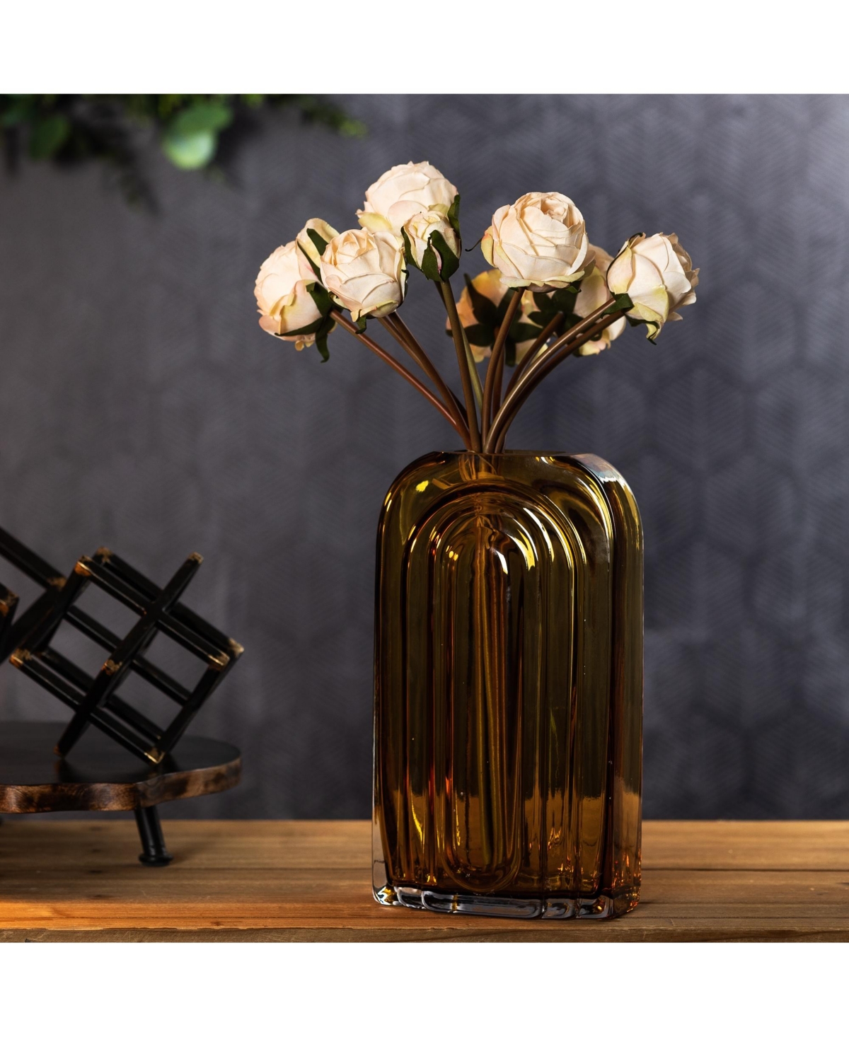 Slickblue Glass Vase With Wood Accent