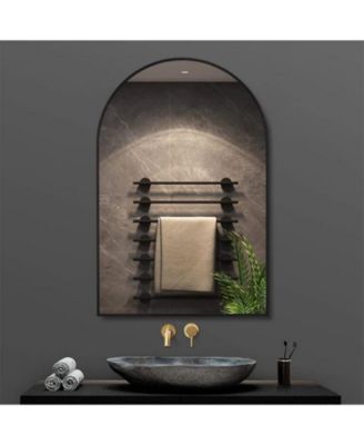 Arched Wall Mounted Mirror 24"x36" in Black