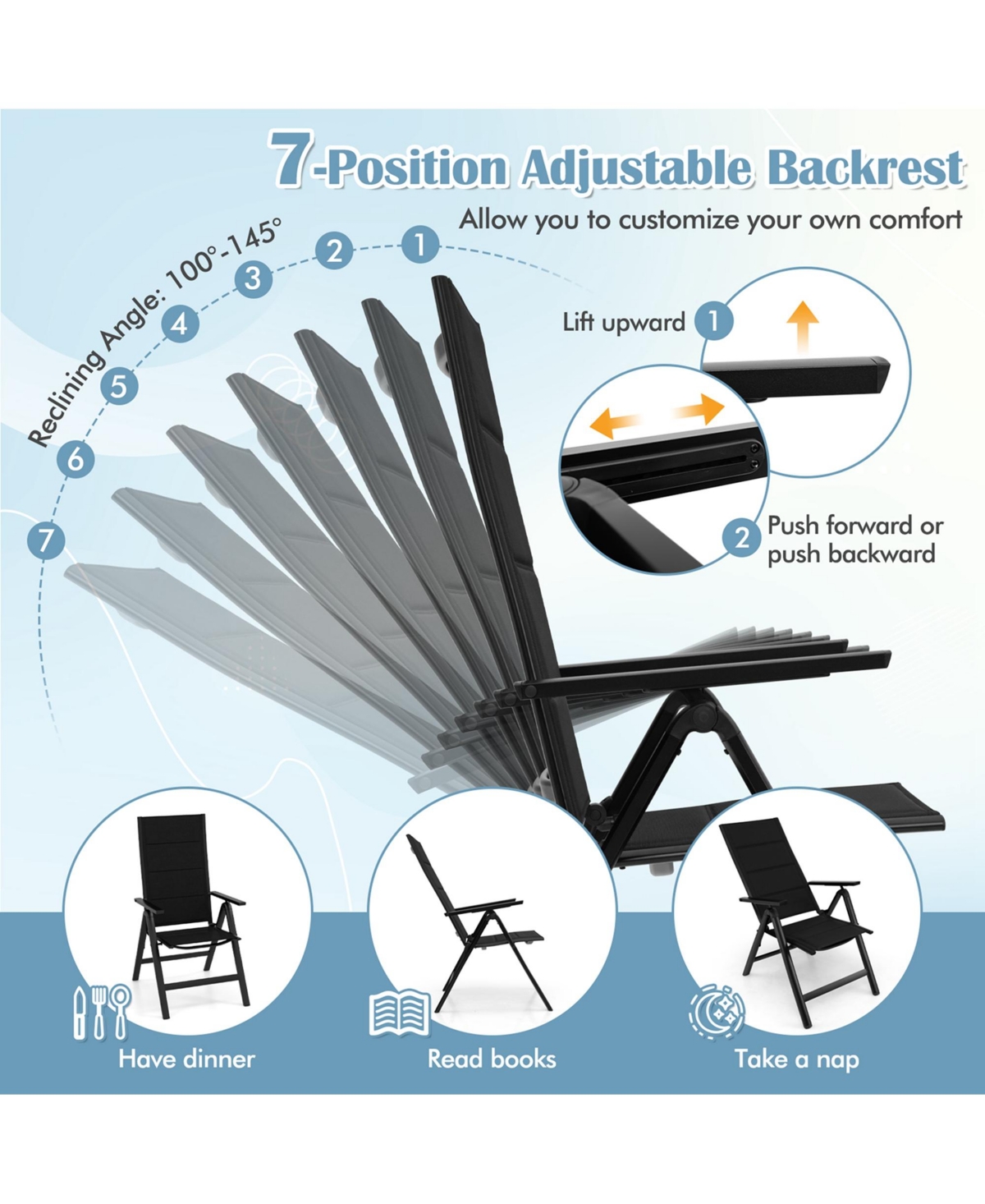 Costway Pcs Patio Folding Chair Outdoor Chairs with Padded Seat