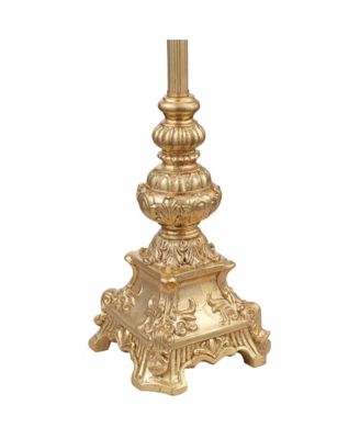 Traditional Buffet Table Lamps 36.5" Tall Set of 2 Gold Intricate Details Black Fabric Bell Shade for Dining Room