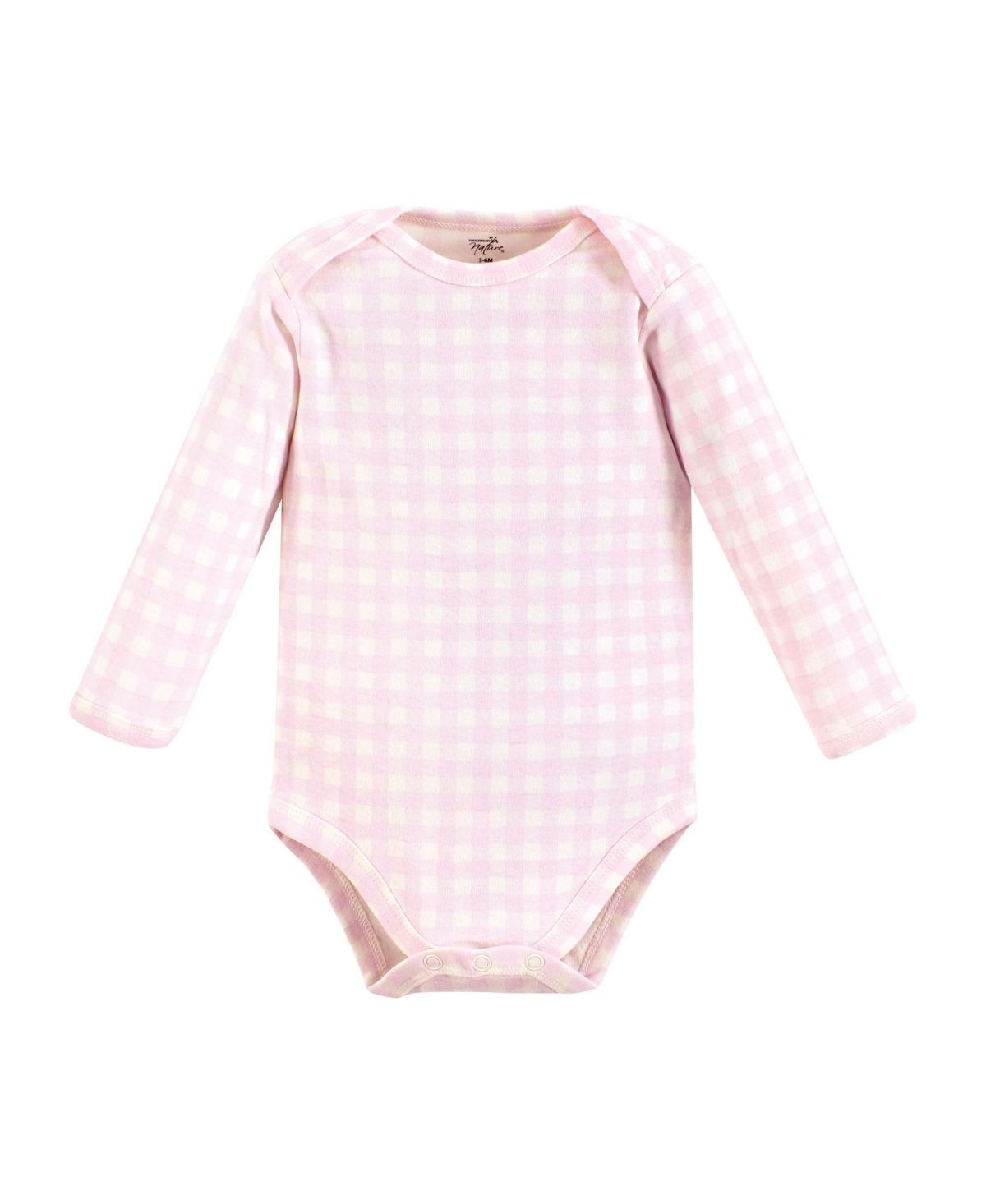 Touched by Nature Baby Girls Organic Cotton Long-Sleeve Bodysuits, 12-18 Months - Pink peanut