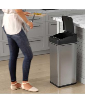 Stainless Steel Sensor Trash Can with AC Adapter and AbsorbX Odor Filter 13 Gallon Silver