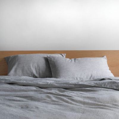 French Linen European Flax Certified Garment Washed, Breathable, Hidden Button Closure 3-Pc. Duvet Cover & Sham Set, Full/Queen