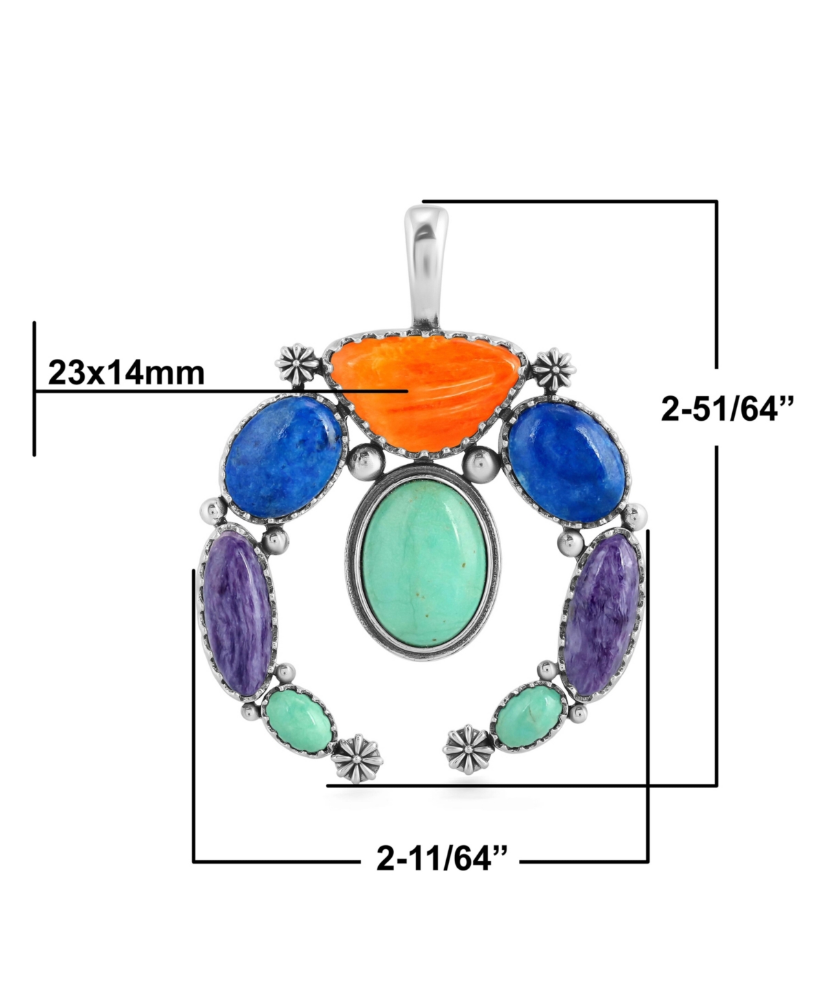 American West Jewelry Sterling Silver Multi Color Gemstone Naja Pendant Enhancer