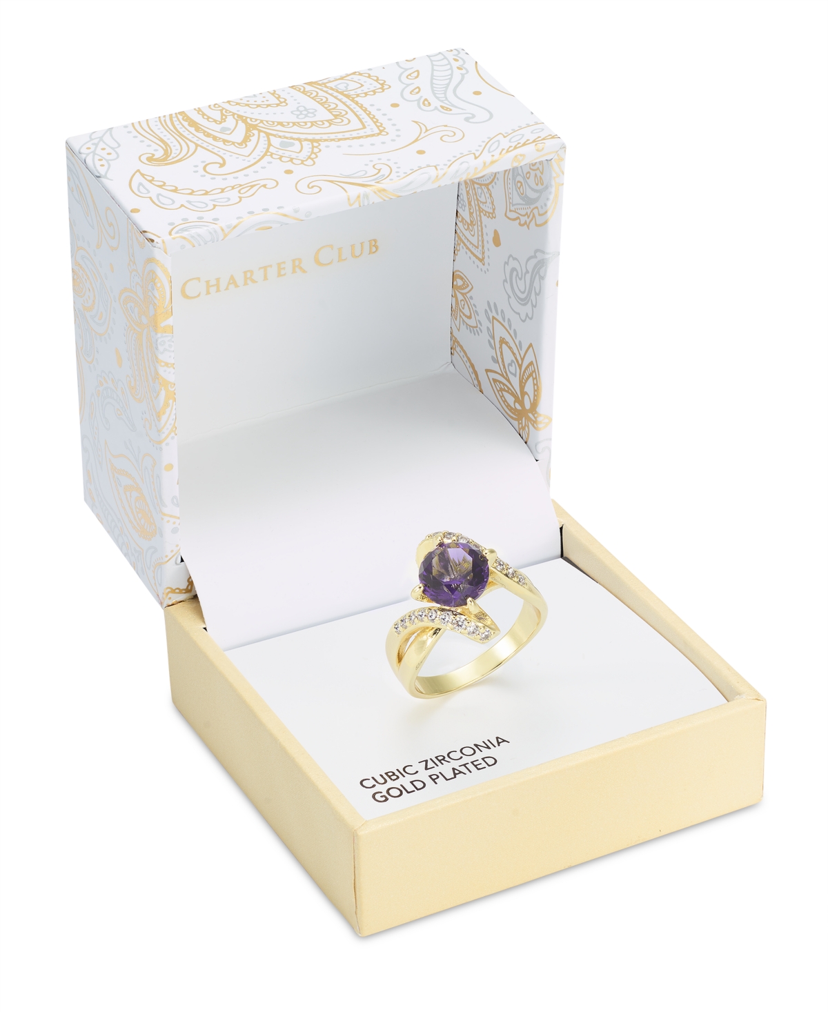 Charter ClubTone Pave & Color Cubic Zirconia Bypass Ring, Created for Macy's - Gold