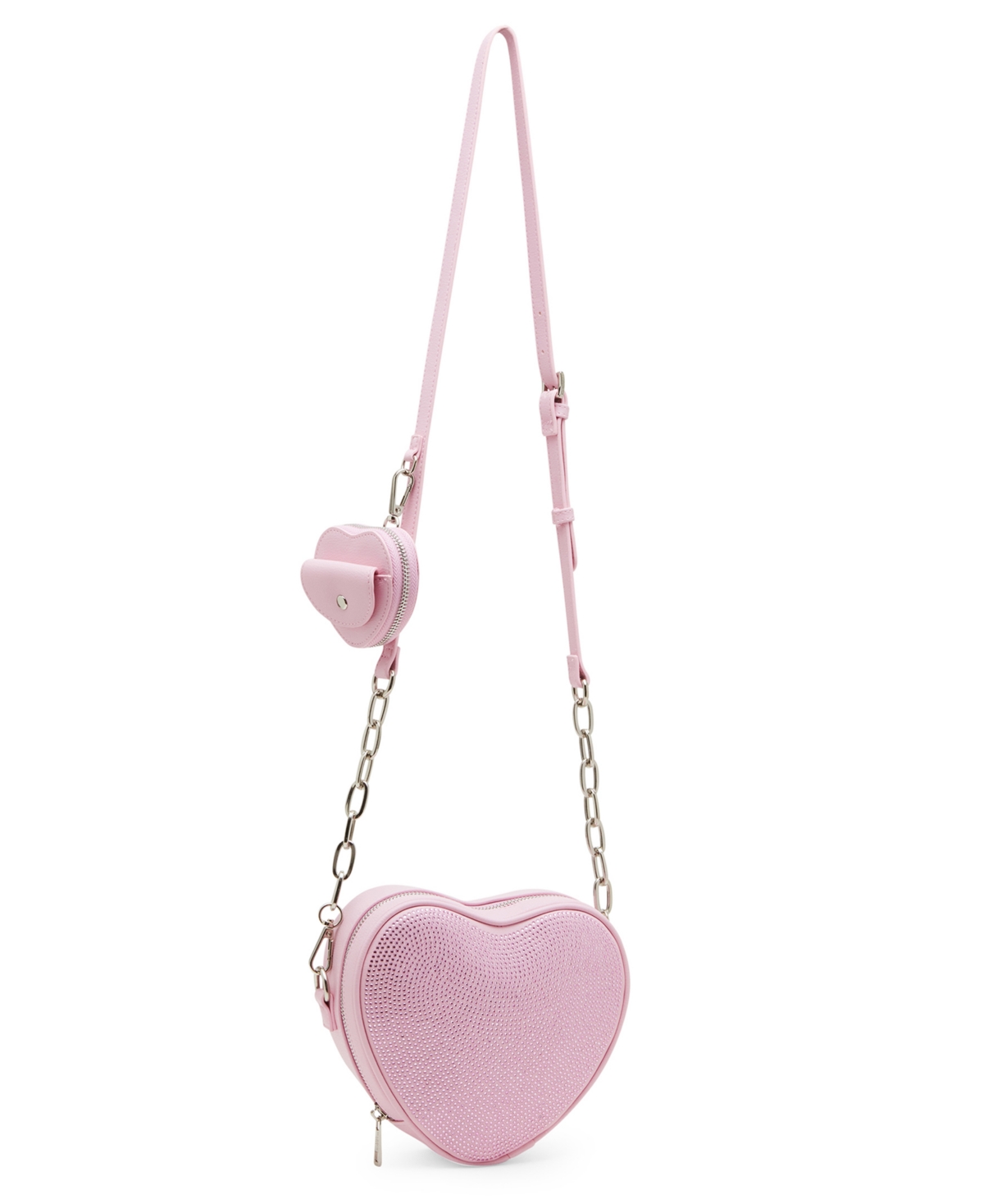 Lola Heart Crossbody Bag with Rhinestones - Rose