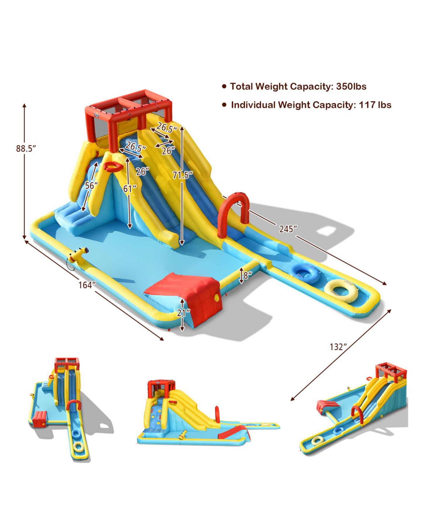 Детская игрушка INOLAIT 7-in-1 Inflatable Dual Slide Water Park Bounce House With 680W Blower — фото 7
