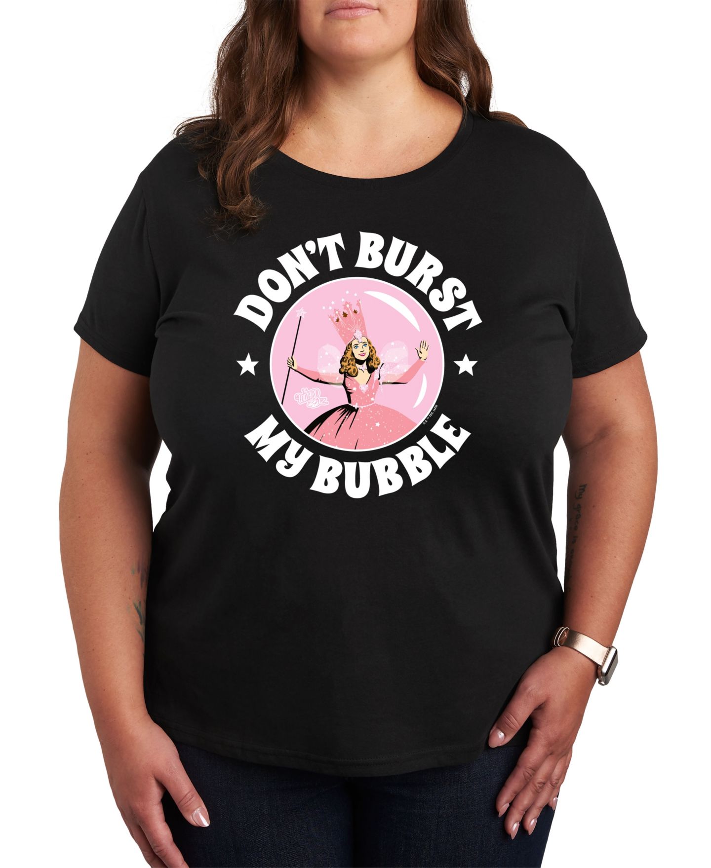 Женская футболка Hybrid Apparel Trendy Wizard of Oz Bubble Plus Size Graphic, цвет: Чёрный — фото 1