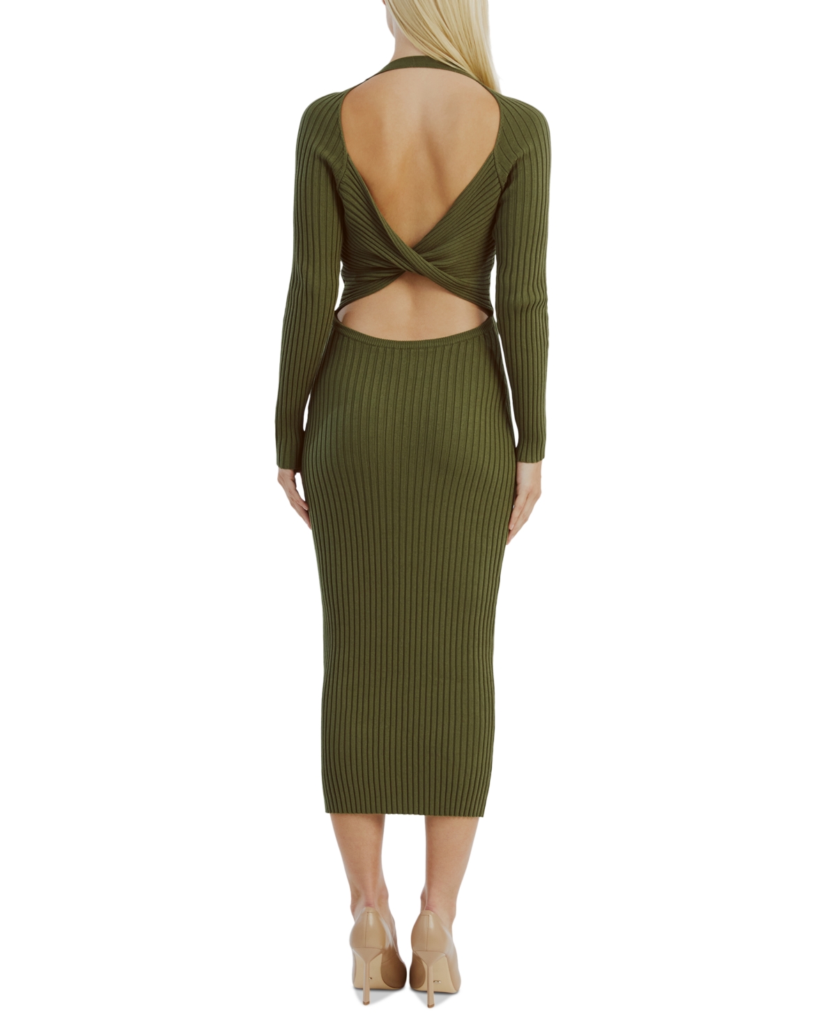 Bardot Women's Vigo Long-Sleeve Rib-Knit Midi Dress
