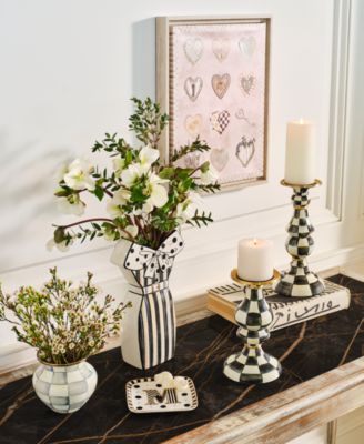 Sterling Check Enamel Large Vase