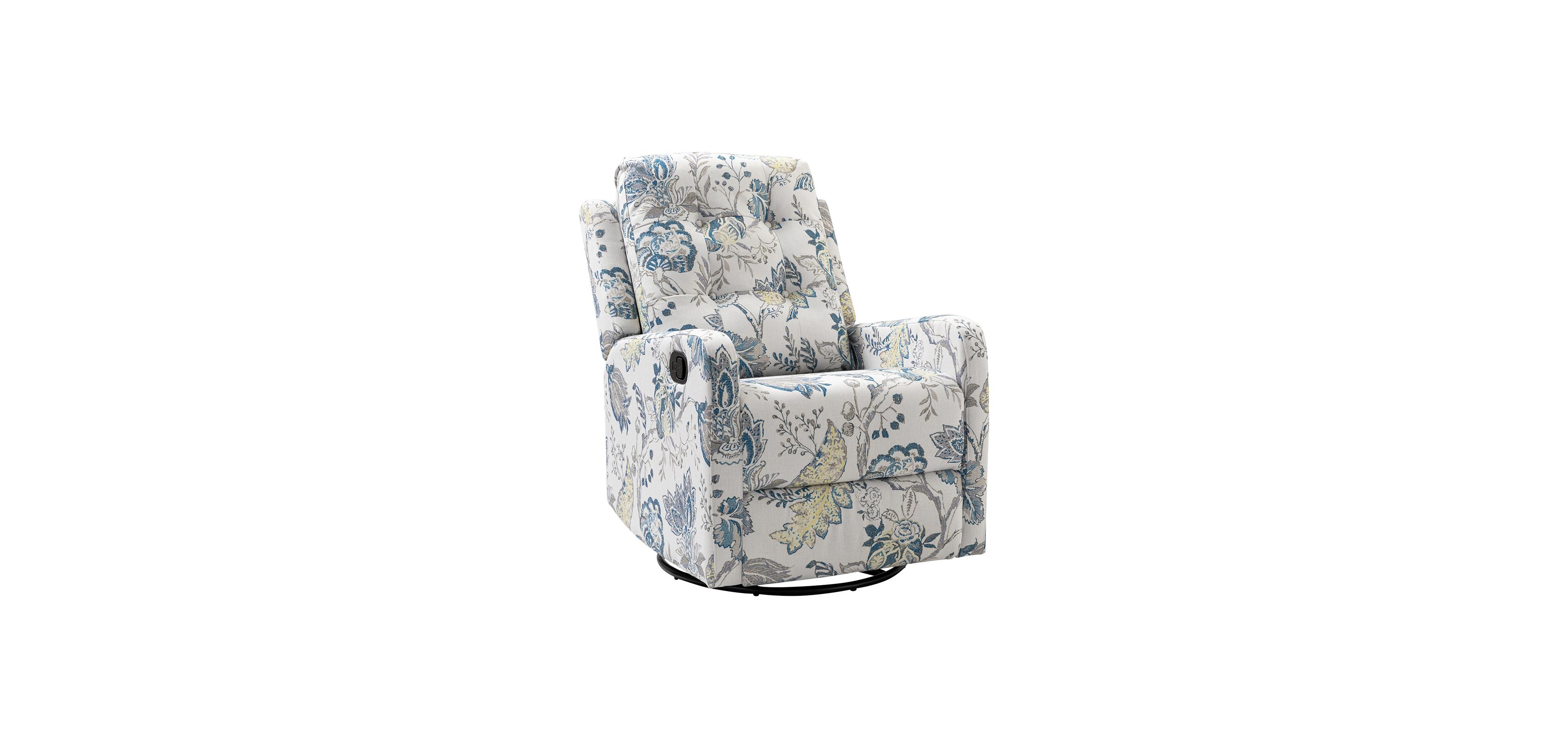 Hulala Home Arlette Transitional Swivel Recliner with Metal Base