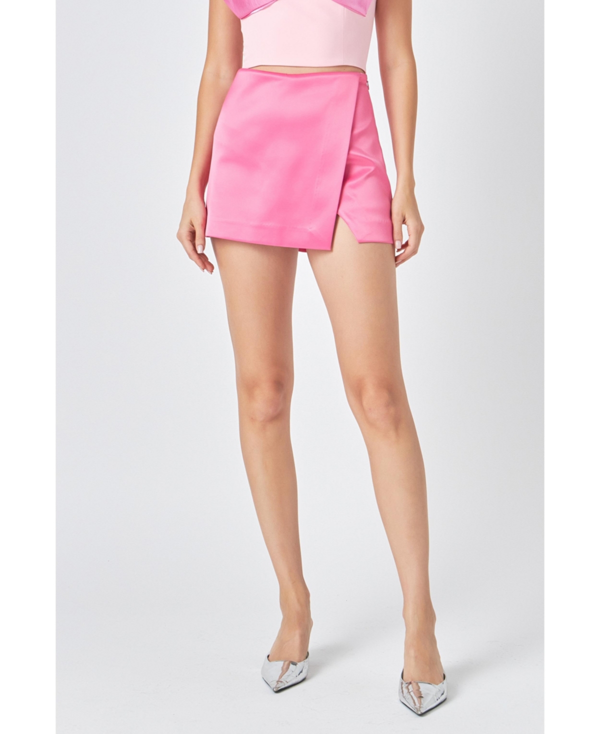 endless rose Women's Satin Asymmetric Skort