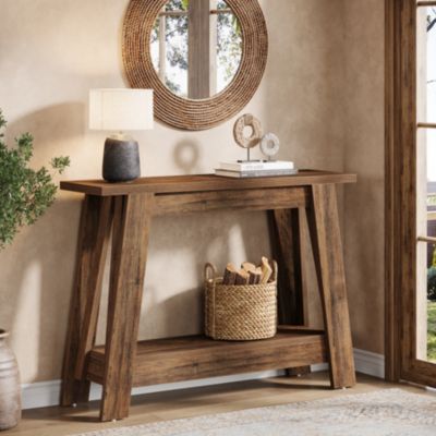 Farmhouse Entryway Table, 2-Tier Narrow Console Table Behind The Couch, Entryway Furniture