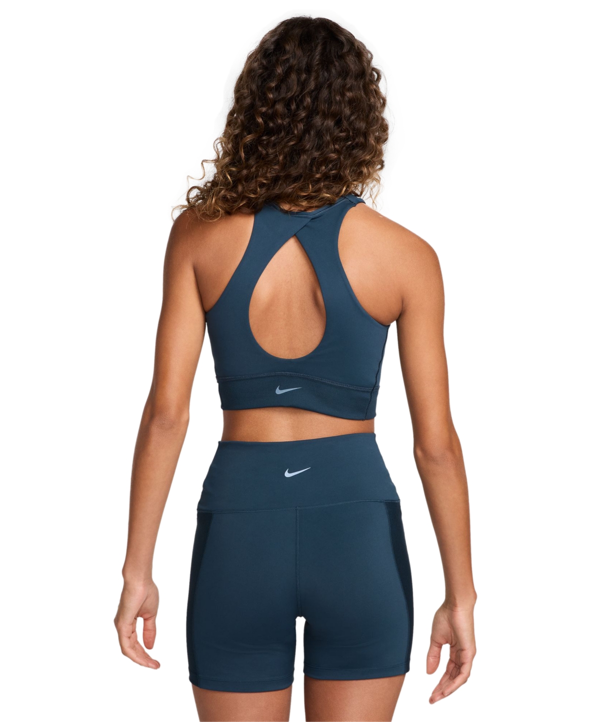 Nike One Wrapped Light Support Sports Bra In Navy In Armory Navy,armory Navy,white