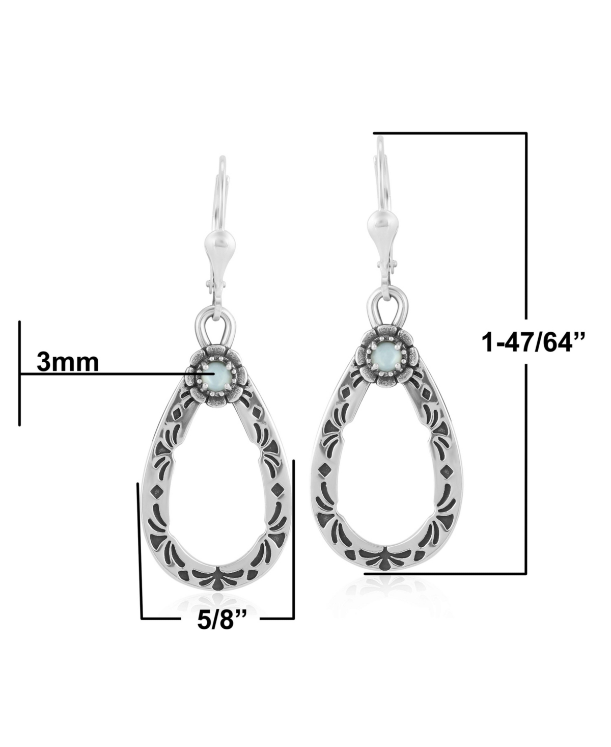 American West Jewelry Sterling SilverGemstone Pear Shaped Lever Back Earrings - White mother of pearl