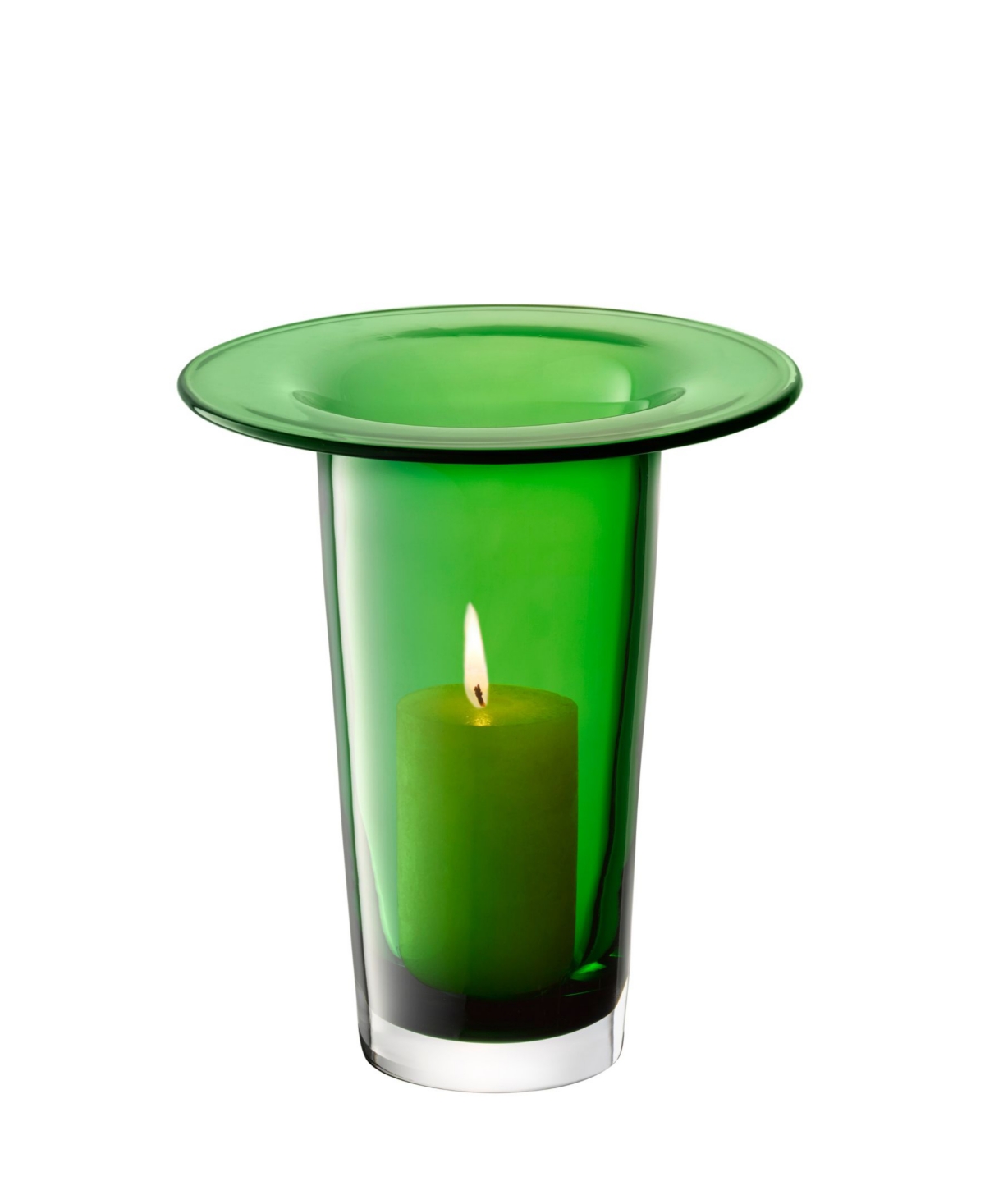 Shop Lsa International Victoria Vase/lantern H10.25in In Fern Green Glass