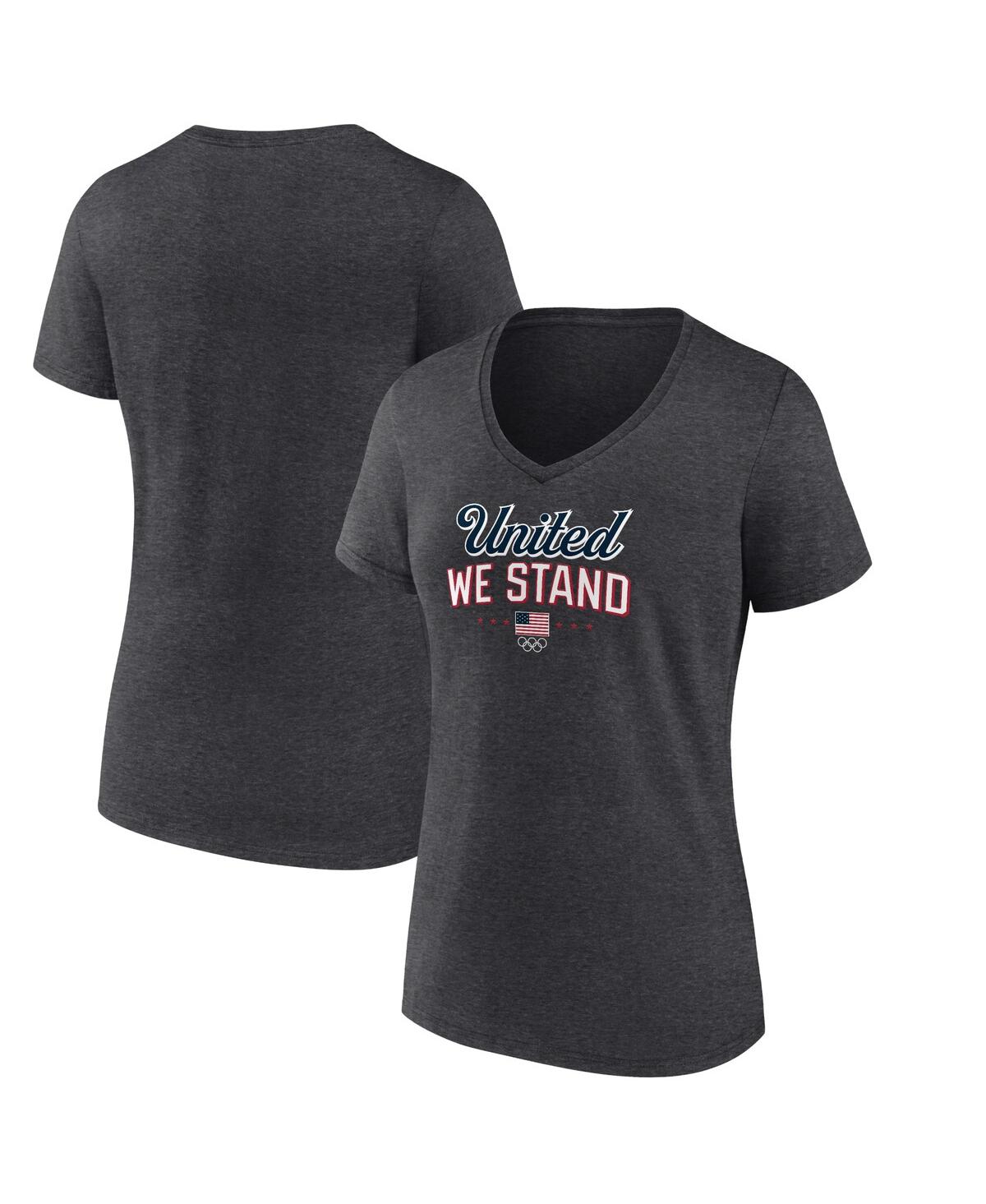 Fanatics Women's Heather Charcoal Team Usa Victory V-neck T-shirt In Heather Charcoal
