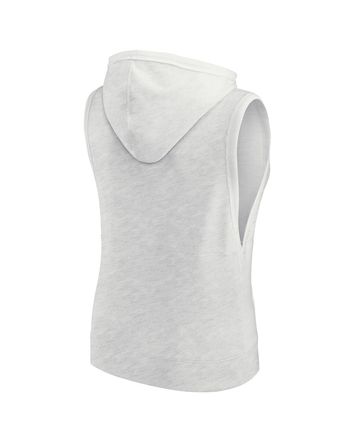 Fanatics Women's Oatmeal Green Bay Packers Lounge Script Sleeveless V-neck Pullover Hoodie In Oatmeal,white