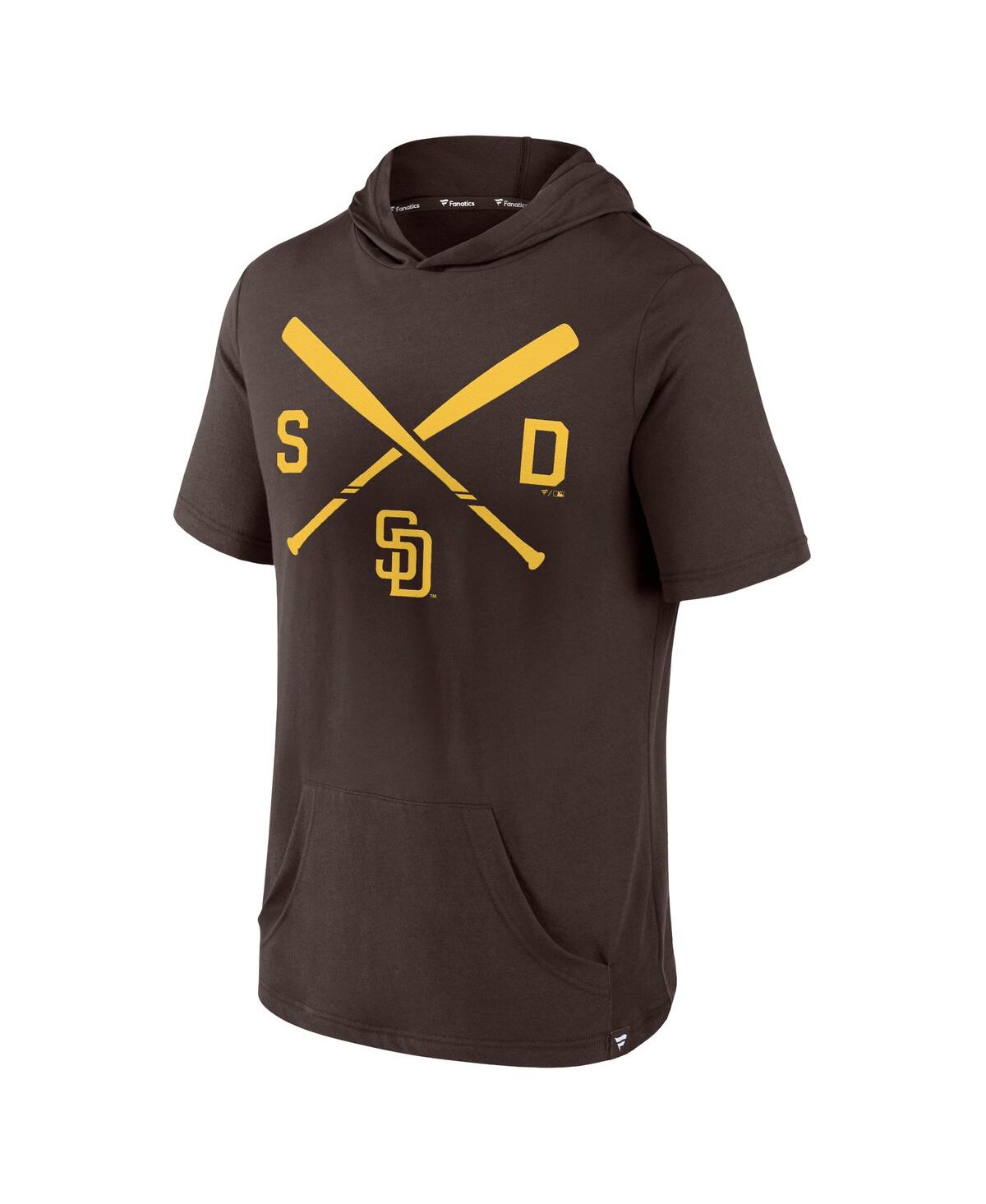 Fanatics Men'sSan Diego Padres Iconic Rebel Short Sleeve Pullover Hoodie - Brown