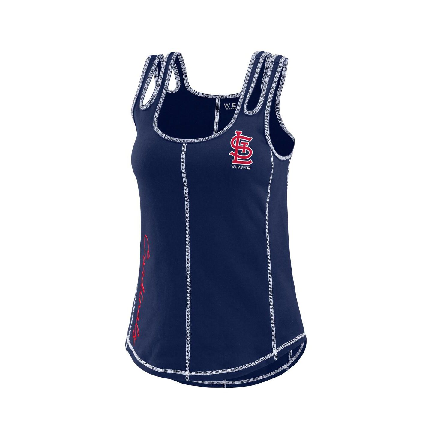 Женский топ WEAR by Erin Andrews Navy Atlanta Braves Contrast Stitch — фото 4