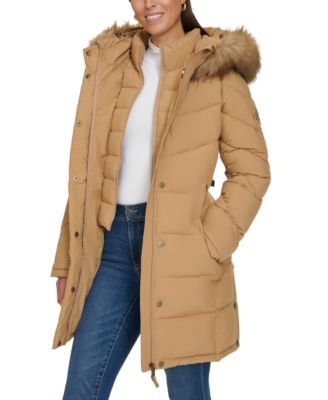 Women's Faux-Fur-Trim Hooded Puffer Coat, Created for Macy's