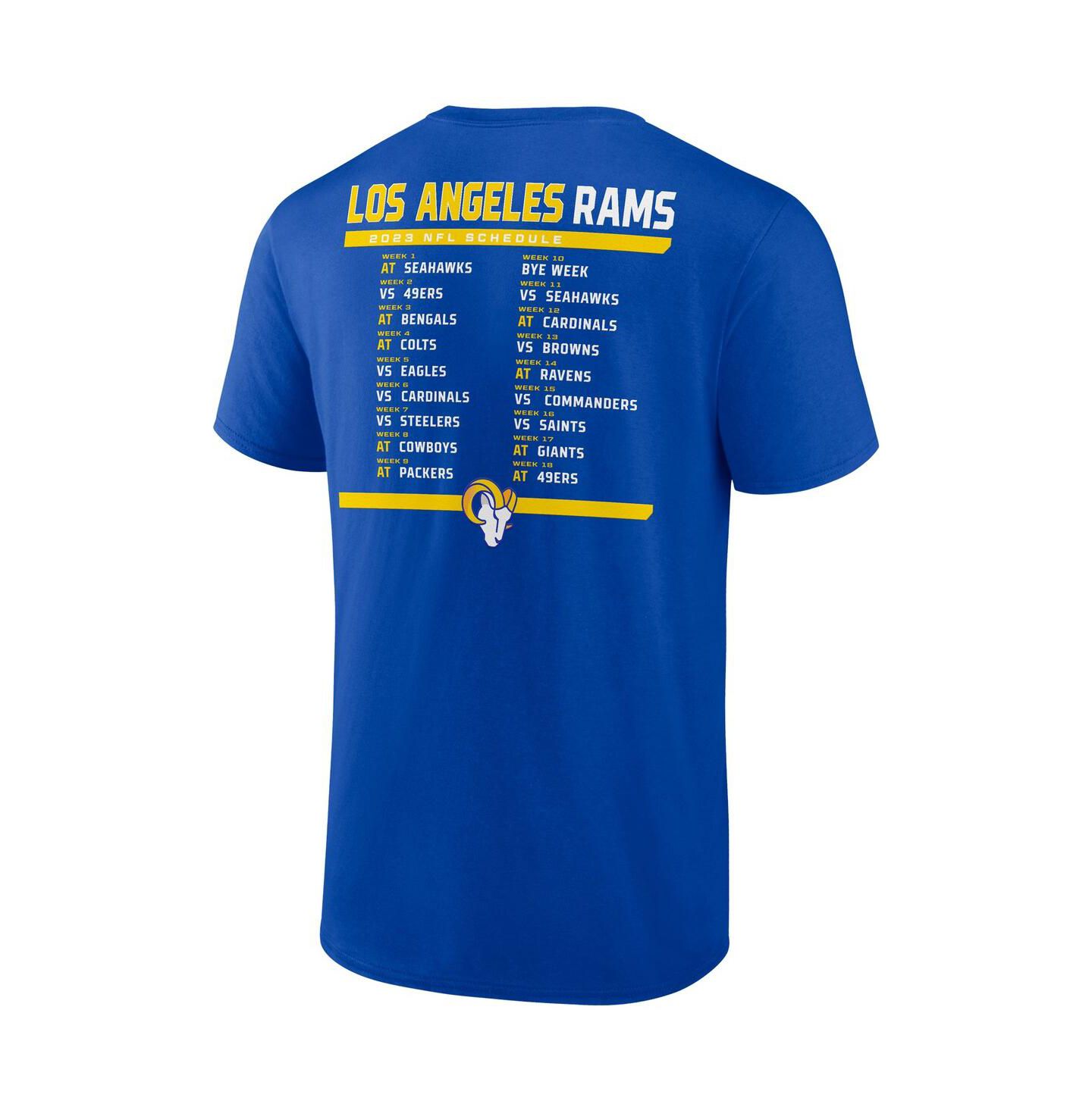 Мужские футболки Fanatics Royal/White Los Angeles Rams Two-Pack 2023 Schedule T-Shirt Combo Set — фото 4