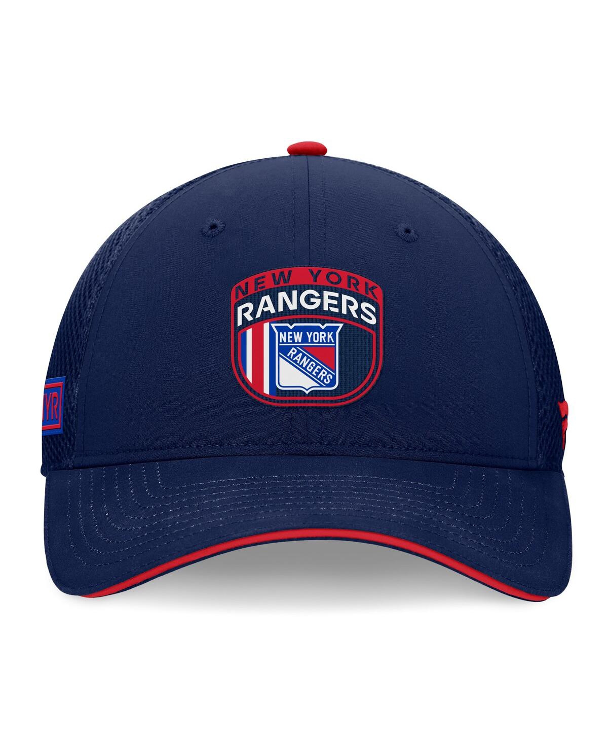 Fanatics Men's Navy New York Rangers 2024 Nhl Draft On Stage Trucker Adjustable Hat In Navy,red