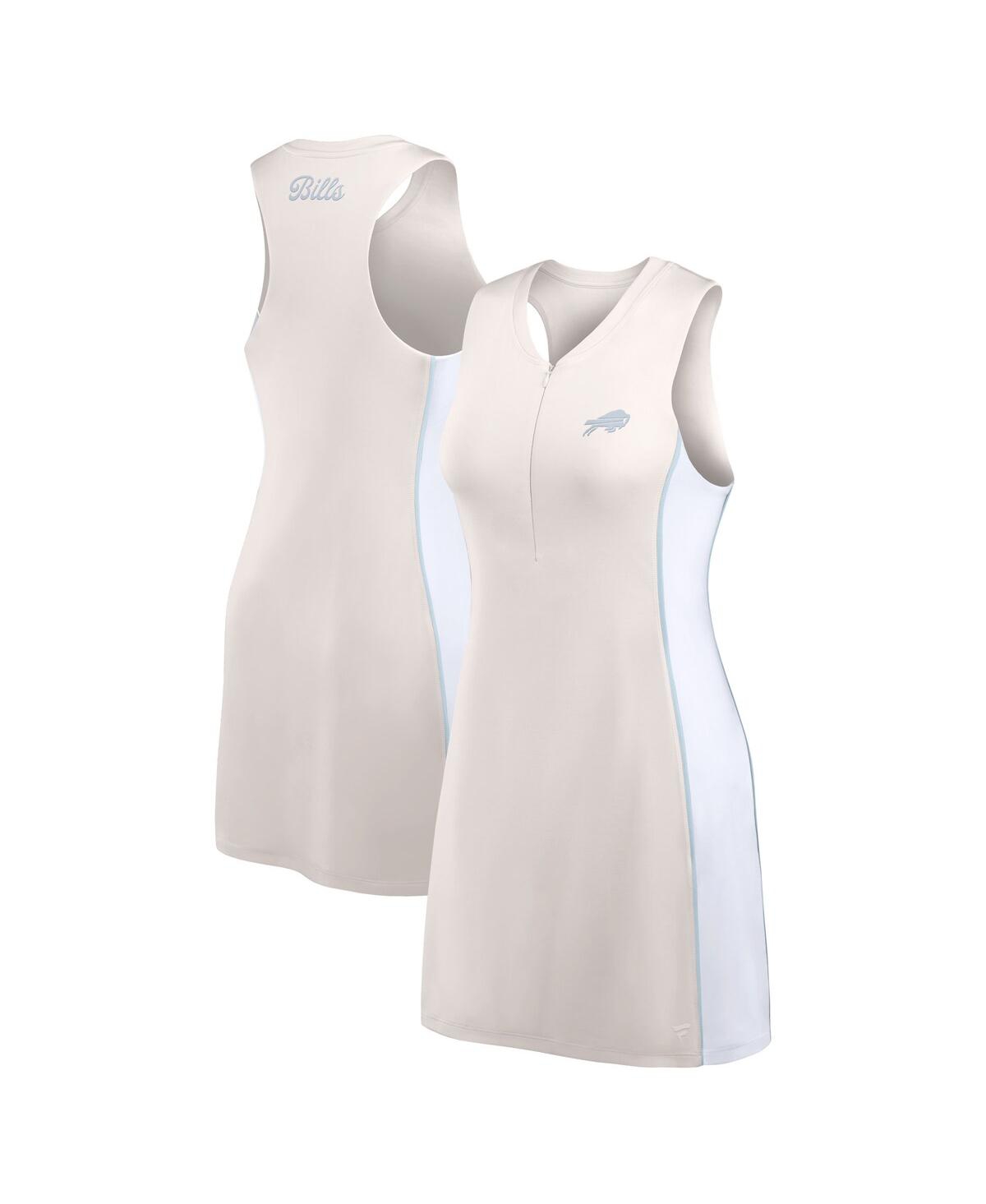 Fanatics Women's Cream Buffalo Bills Studio Boost Athletic Half-zip Dress In Cream,light Blue