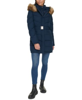 Women's Faux-Fur-Trim Hooded Puffer Coat, Created for Macy's