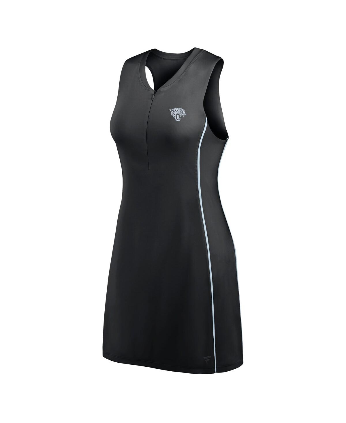 Fanatics Women's Black Jacksonville Jaguars Studio Boost Athletic Half-zip Dress In Black,blue