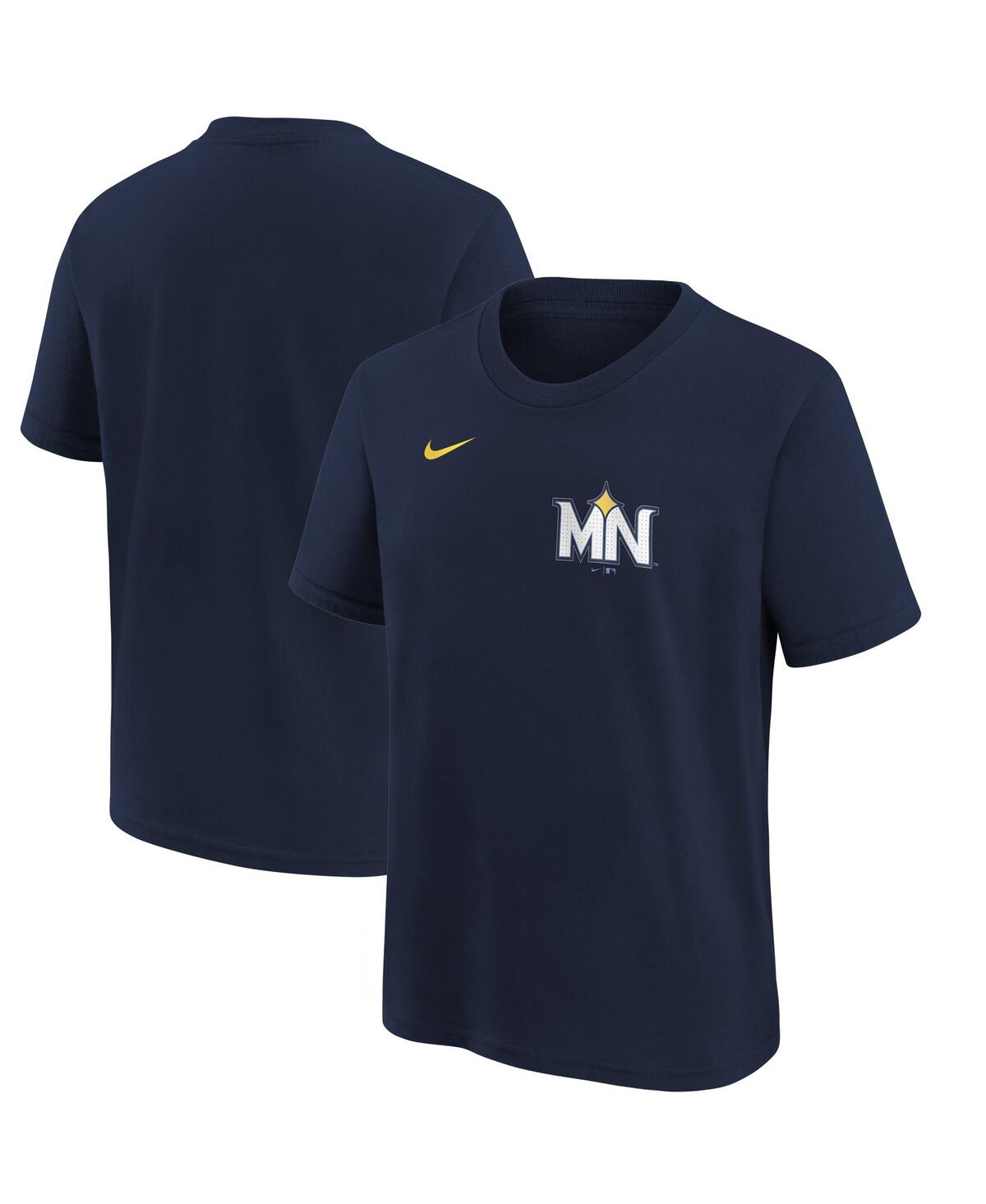 Nike Big Boys And Girls Navy Minnesota Twins 2024 City Connect Wordmark T-shirt In Navy