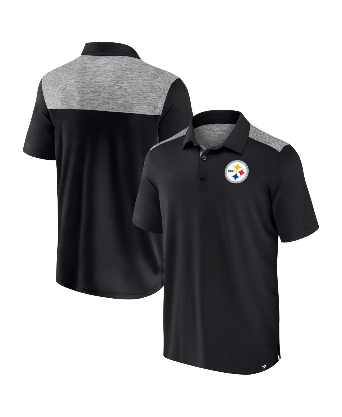 Fanatics Men's Black Pittsburgh Steelers Long Shot Polo Shirt In Black,charcoal