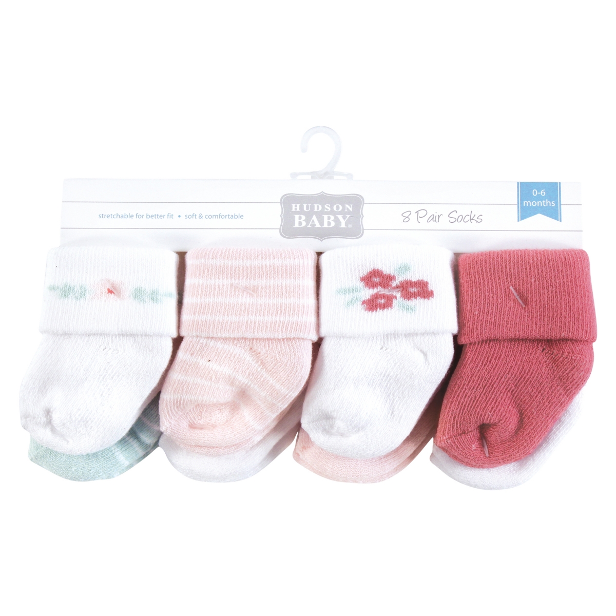 Hudson Baby Baby Girls Cotton Rich Newborn and Terry Socks,- Tiny flowers