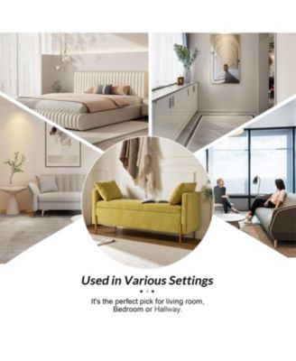 Angelus Modern Upholstered Flip Top Storage Bench with Throw Pillow