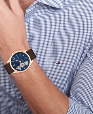 Men's Quartz Brown Leather Watch 43.5mm