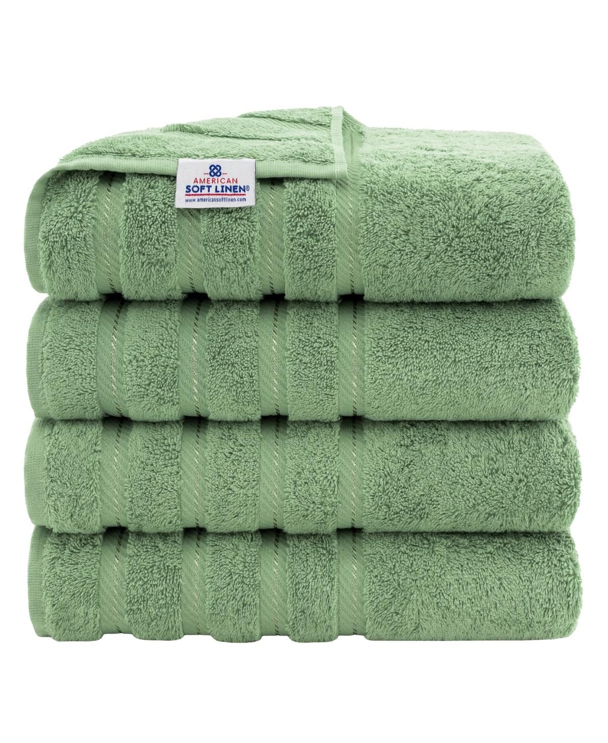 American Soft Linen Edison Luxury 100% Turkish Cotton 4-piece Bath Towel Set In Sage Green