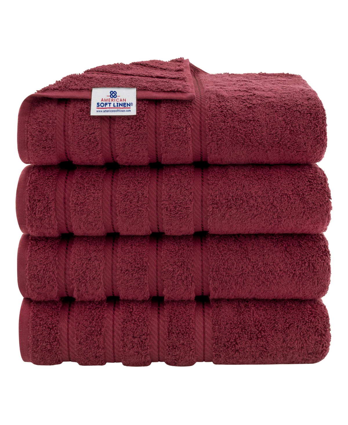 American Soft Linen Edison Luxury 100% Turkish Cotton 4-piece Bath Towel Set In Bordeaux