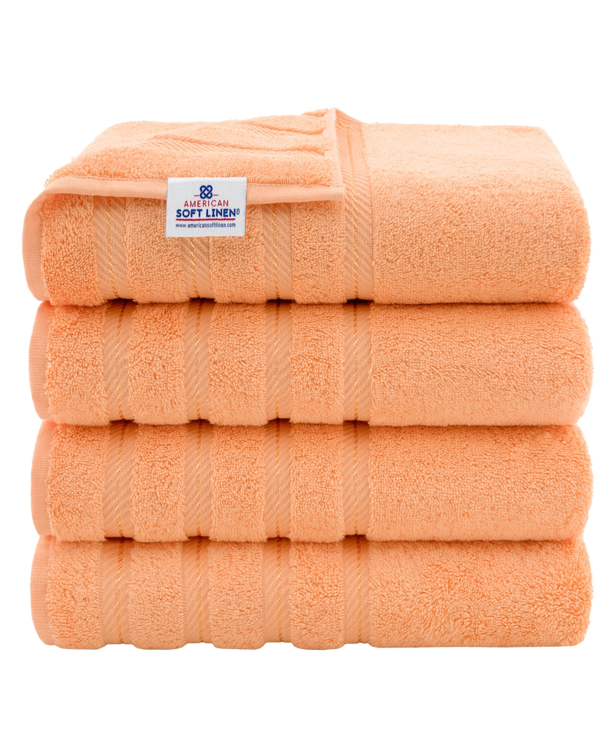 American Soft Linen Edison Luxury 100% Turkish Cotton 4-piece Bath Towel Set In Malibu Peach