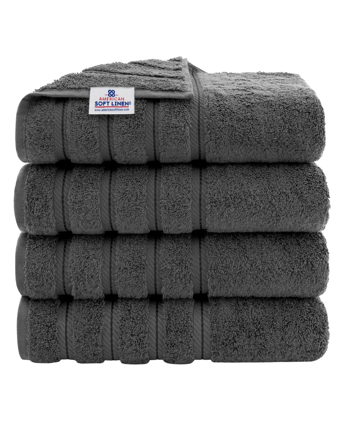American Soft Linen Edison Luxury 100% Turkish Cotton 4-piece Bath Towel Set In Dark Gray